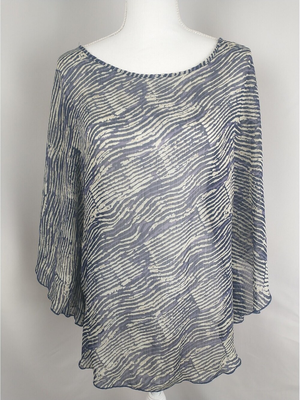Hypnotized Top/ Blouse, Sheer, Purple Stripe Print, M